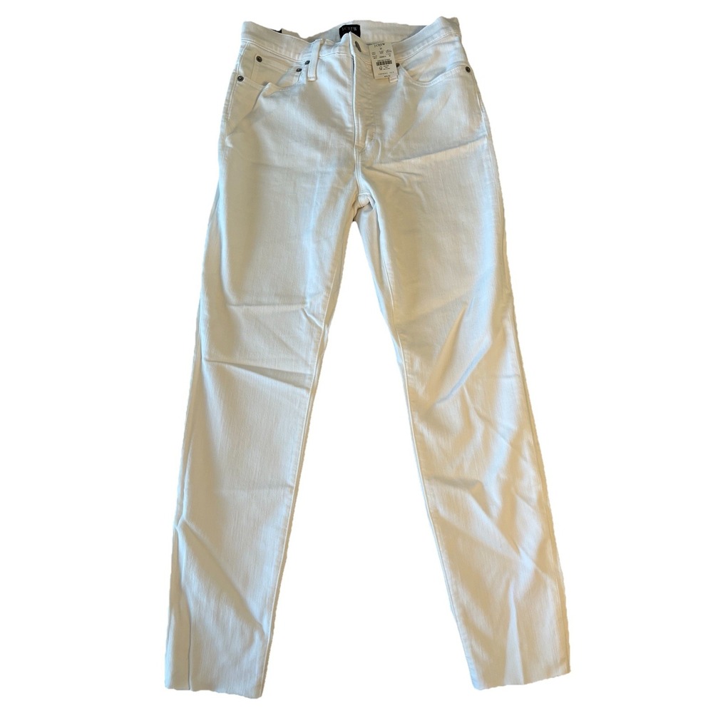 J Crew Factory NEW  10 Inch High Rise Skinny Straight Jeans White Sz 30  Raw Hem